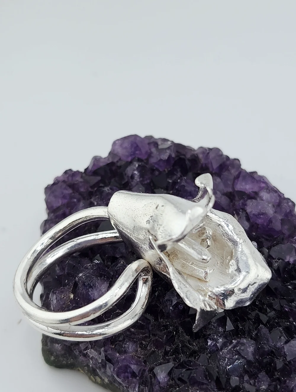 FLOWER RING HANDMADE IN RECYCLED STERLING SILVER SIZE 9